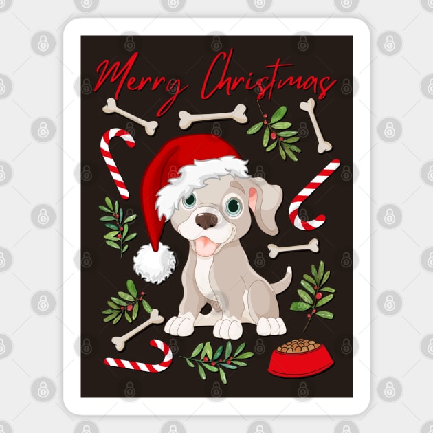 Merry Christmas cute dog Seasons Greetings Tis The Season To Be Jolly Cutest puppy Magnet by BoogieCreates